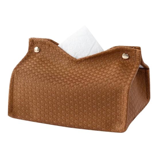 Tissue Box PU Leather Tissue Holder Smooth Dispensing Decorative Paper Towel Case Simple Style Organizer for Home Office Desktop