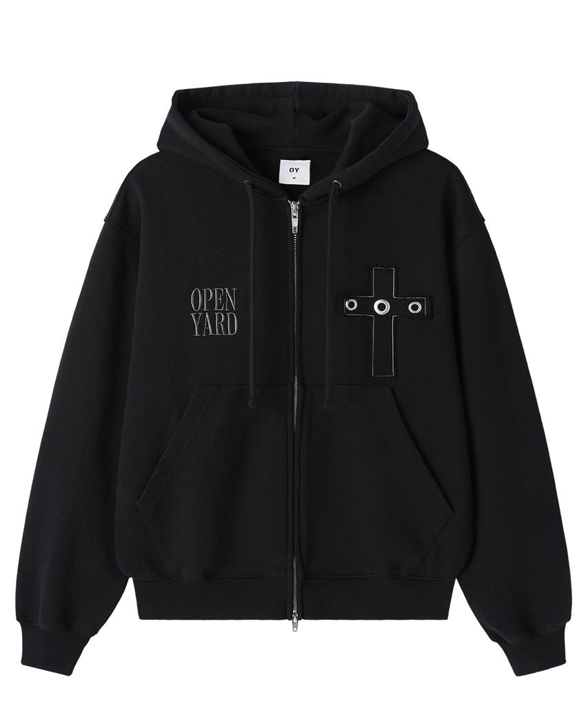 Openyard(Oy) Divine Studded Hoodie Zip Up - Black