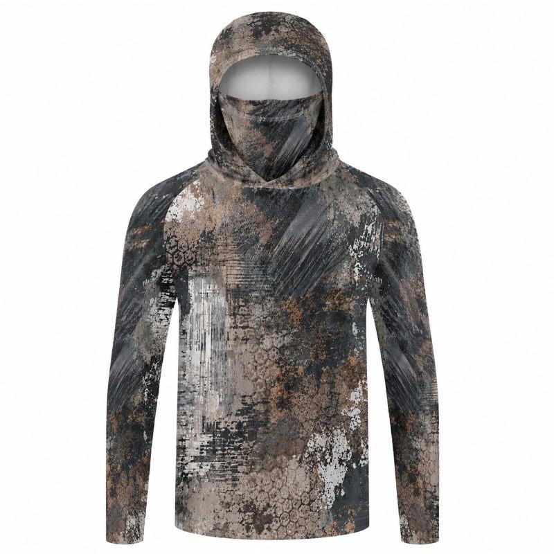 Men Hood Fishing Shirt Long Sleeve Fishing T Shirt Uv Protection Fishing Apparel Sun Protection In Summer