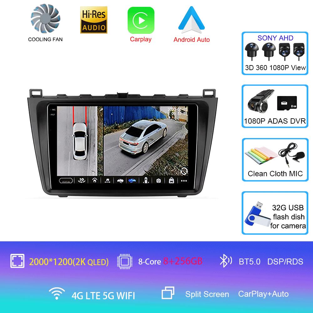 Android14 Carplay Auto For Mazda 6 GH 2007 2008 2009 2010 2011 2012 Multimedia GPS Car Radio Video Player Stereo 2din Head Unit