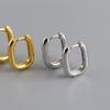 Sterling Geometric Oval Hoop Earrings Women Gold Plated Minimalist Chic Studs Fashion Accessory