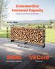 Firewood Rack with Waterproof Cover, 2.57m Outdoor Firewood Holder, 1/2 Cord Storage Metal Log Holder, 299kg Max Weight Capacity, Top Covered,
