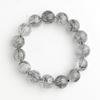 Black Rutilated Quartz Bracelet Tourmaline in 14mm 17cm Wrist Limited Natural Power Prayer Good Luck Feng Shui [Eigado] (Black Quartz) Stone, Size,