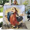Jesus Jungfrau Maria Prayer Blanket- Lightweight Flannel Throw for Sofa ,Digital Printed Blanket with Soft & Worm Flannel Fabric