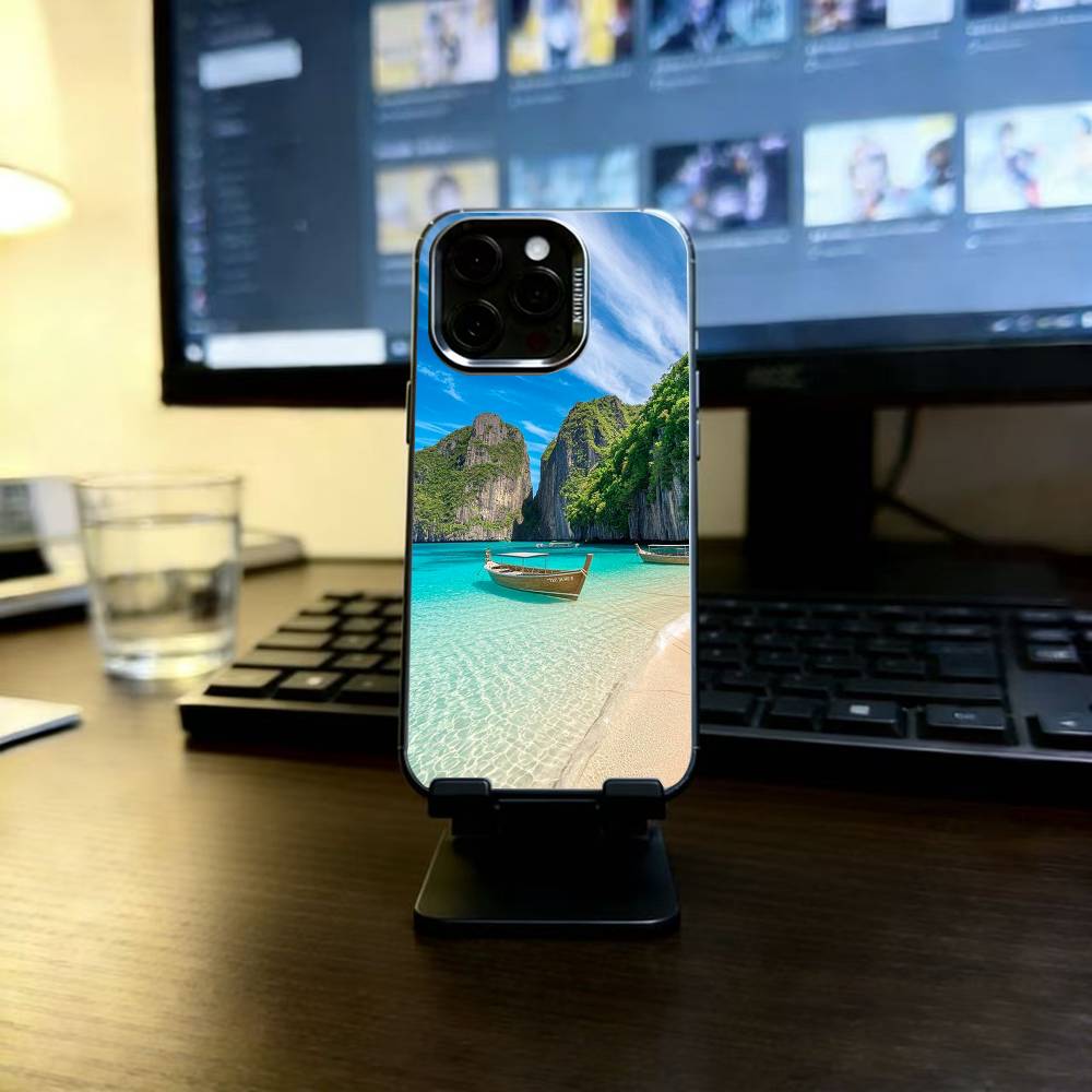 

Beach Phone Case For iPhone 17,16,15,14,13,12,11 Plus,Pro Max,XS,Colorful Silver Black Cover iPhone12ProMax
