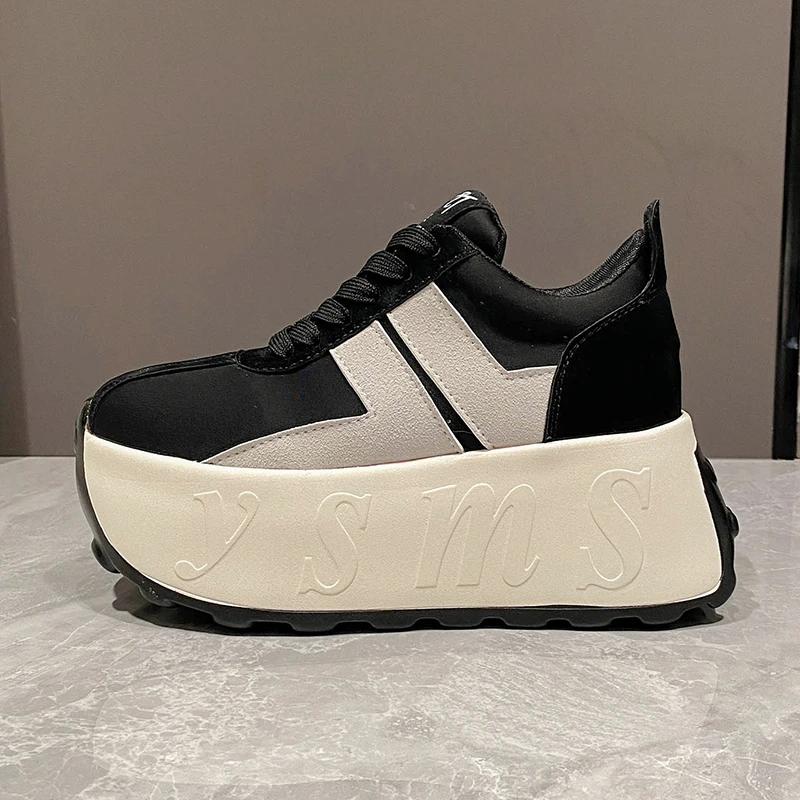 Fashion Chunky Sneakers for Women Fashion Women Shoes Spring Autumn Lace Up 7.5CM Non-slip Shoes Women New Light Comfortable Sport Shoes
