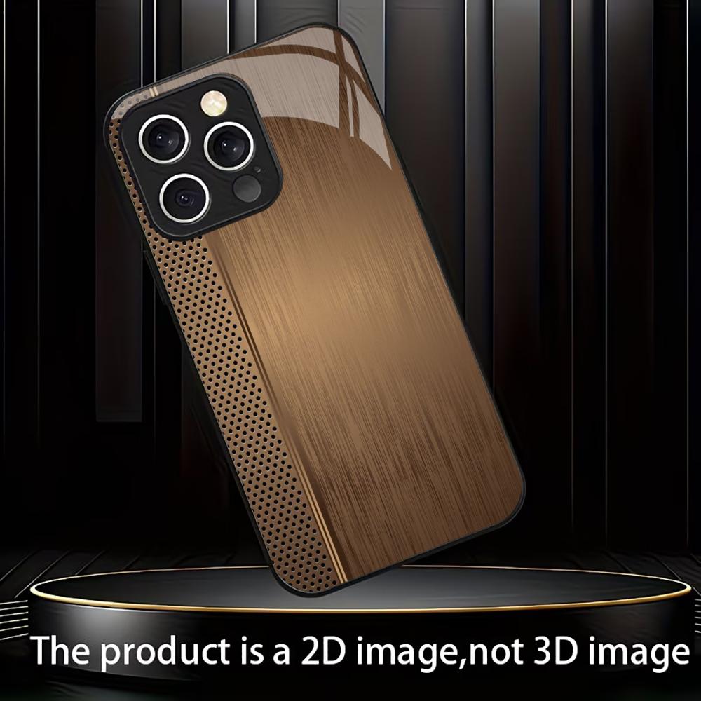 Cool Brown Metallic Perforated phone case Glass fashion phone cases fundas Phone Case for iPhone 17 16 15 14 13 12pm Pro Plus