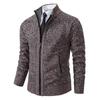 Men's Fleece-Lined Cardigan: Thick Knit Zipper Sweater with Stand-Up Collar for Autumn/Winter 2023