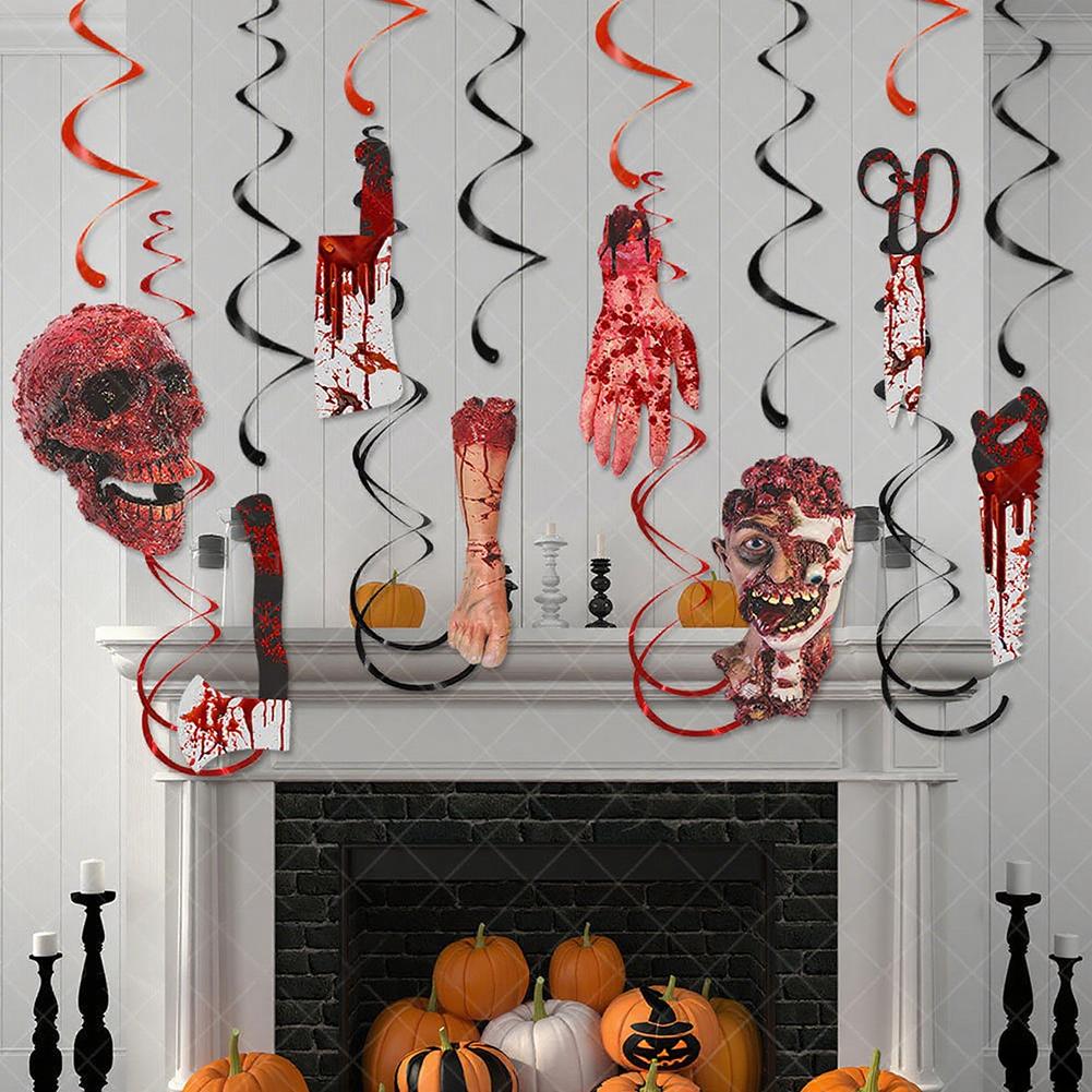 Halloween Spiral Hanging Decor Haunted House Prop Creepy Hanging Ornaments Indoor/Outdoor Halloween Decor