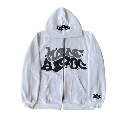 Men's Gothic Hip Hop Large Jacket Street Hoodi Y2K Letter Printed Hooded Women's Harajuku Zipper Hooded Sweatshirt