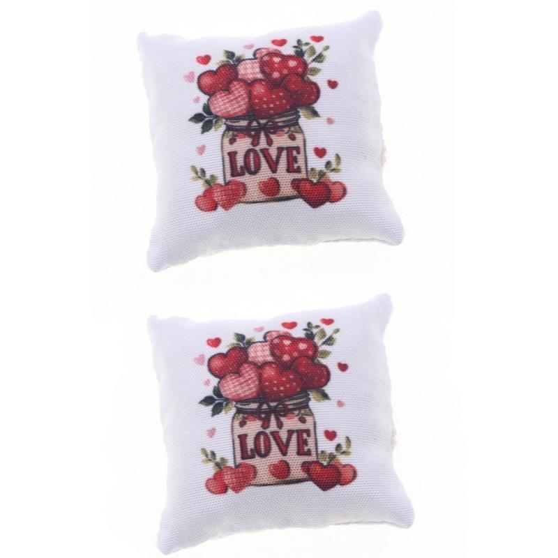 2Pcs Dollhouse Bedroom Sofa Scene Bjd Living Room Micro Model Decorative Craft Miniature Easter Pillow For Home Festival Gift
