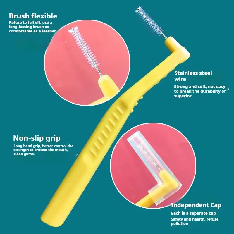 10pcs/bag L Type Between Teeth Brush Teeth Cleaning Brush Gap Tooth Brush Portable Interdental Brush Interdental Cleaning Tool