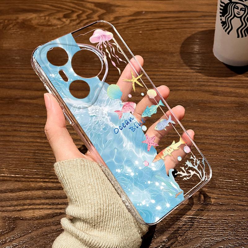 

Applicable to Huawei pura70pro mobile phone case 70ultra all-inclusive new p60pro transparent soft shell marine animals huawei p20