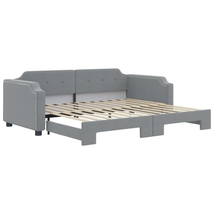 VidaXL Daybed with Pull-out Bed Light Grey 100x200 Cm Fabric 3197639