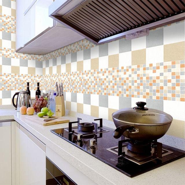 DIY Oil Proof Kitchen Furnitur Wall Stickers Self Adhesive Papel De Parede Bathroom Tile 3D Waterproof Vinyl Cabinet Wallpaper