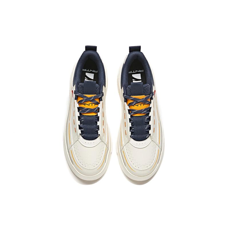 Anta Life Collection Anti Slip Wear Resistant Low Top Skateboard Shoes Men's White Blue Gray Sneakers 912228033-12