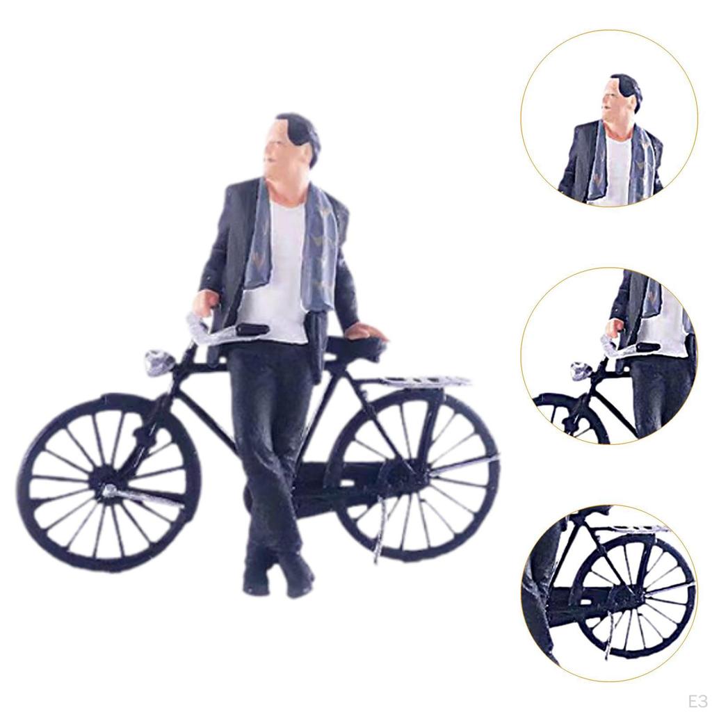 1/64 Gentleman Bike and Figure Set Models People Figures for DIY Scene Decor