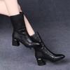 New Women Versatile Leather Boots Fashion Antislip High Heels Female Casual Comfortable Boot External Wear Trendy Shoes
