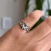Luxury New Gold-plated Inlaid Aquamarine Single Ring, Leaf Shape Creative Women's Ring Simple and Fashionable