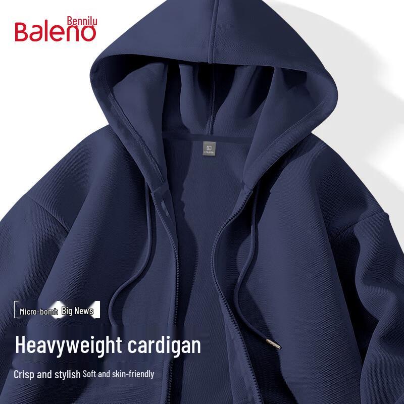 Baleno Men's Solid Hooded Zip Sweatshirt Cardigan