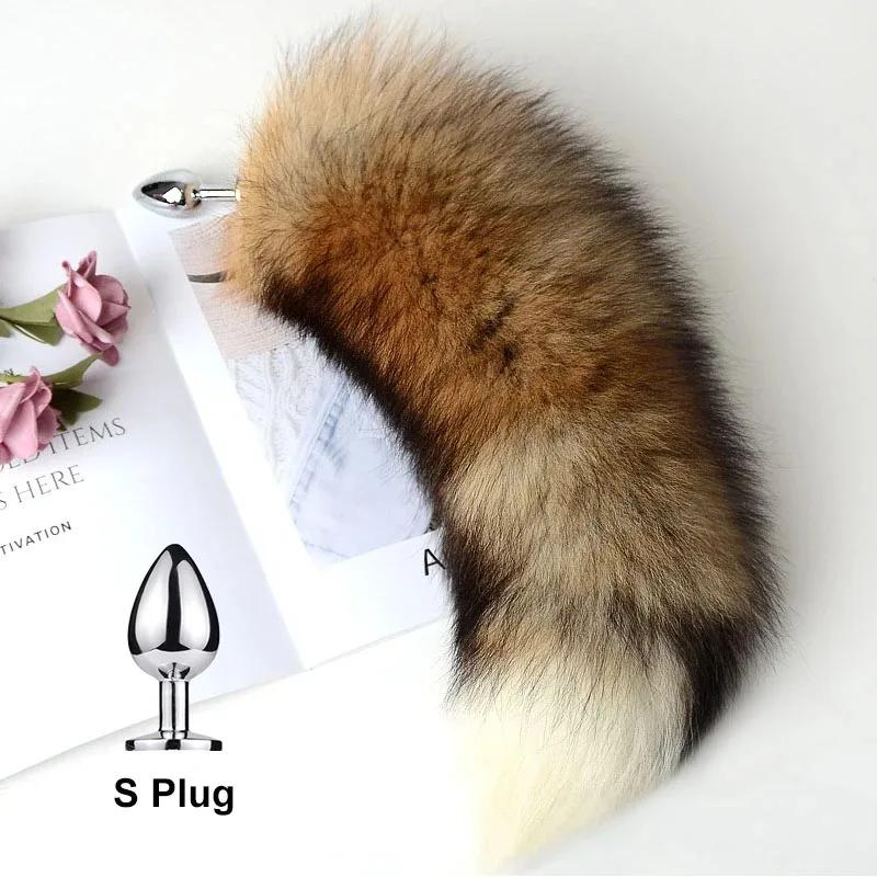 Anal Plug with Real Fox Tail for Woman Separable Cosplay Butt Plug Anal Adult Products Masturbator Man Female Couples Sex Toys