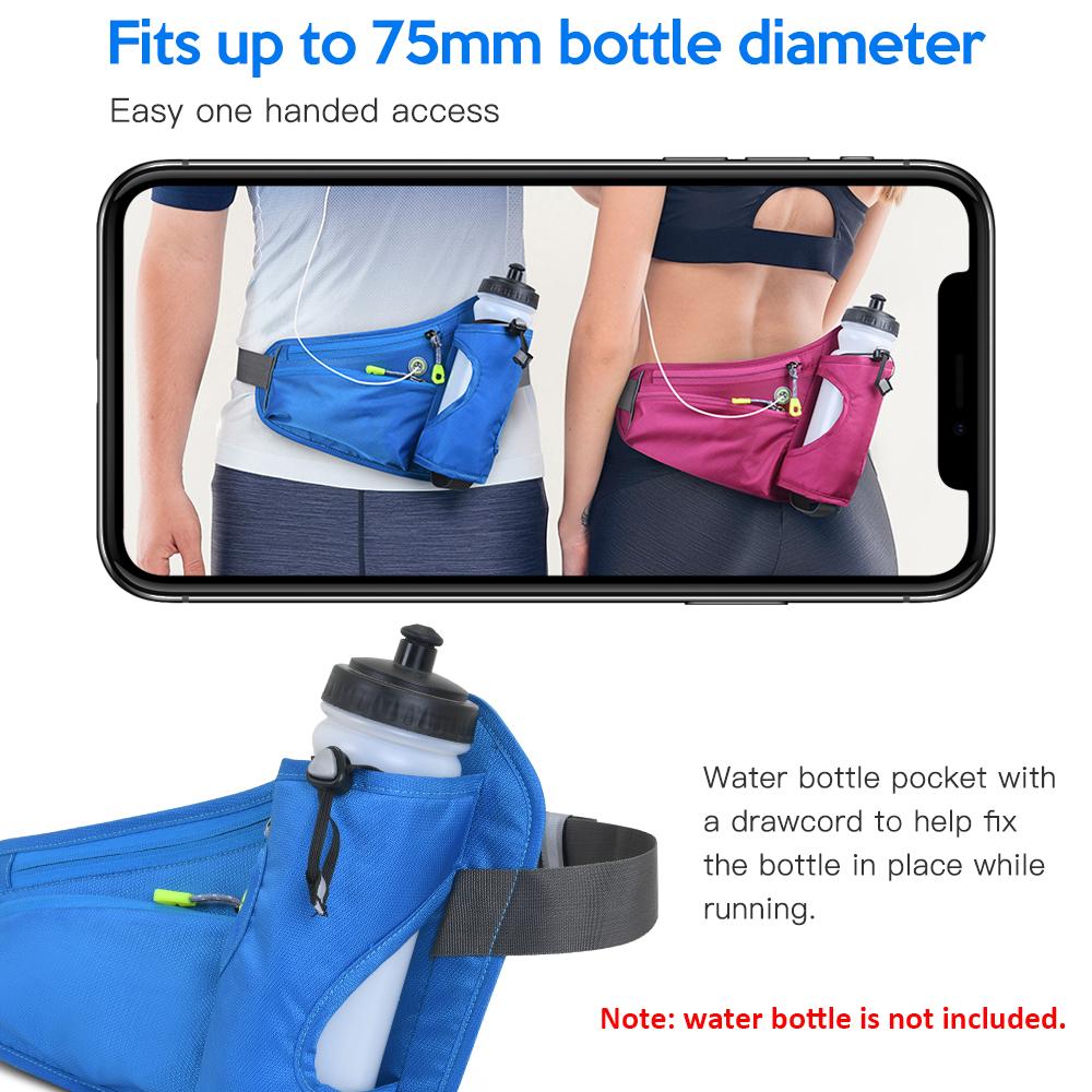 Sports Hydration Belt Bag Running Belt Waist Pack Bum Bag with Water Bottle Holder for Men Women