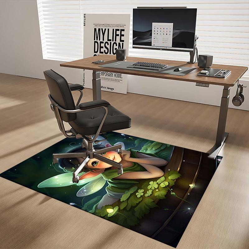 1pc Tinkerbell Fairy Chair Mat - Anime Cartoon Design, Non-Slip Carpet for Office Chairs, Suitable for Home Decor, Living Room, Bedroom, Game Room - F