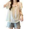 Plus Size Women's French Belly Covering Classic Style Short Sleeve Shirt Female Summer Fat Sister Loose Slimming Chiffon Top