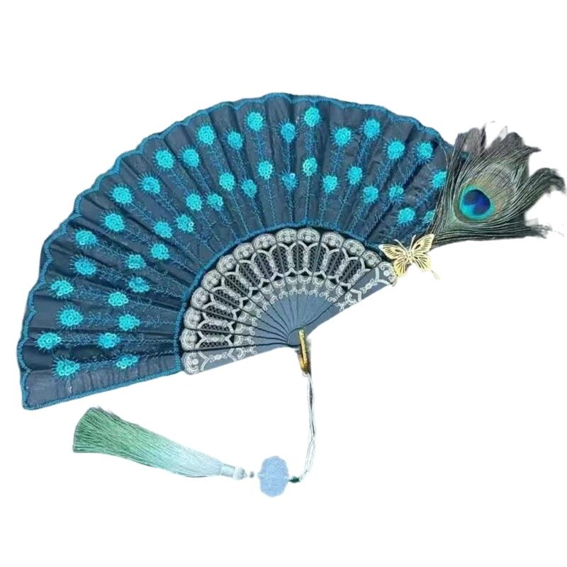 

Красочный ручной веер Элегантный узор Складной веер для Хэллоуина и украшения для мероприятий в винтажном стиле