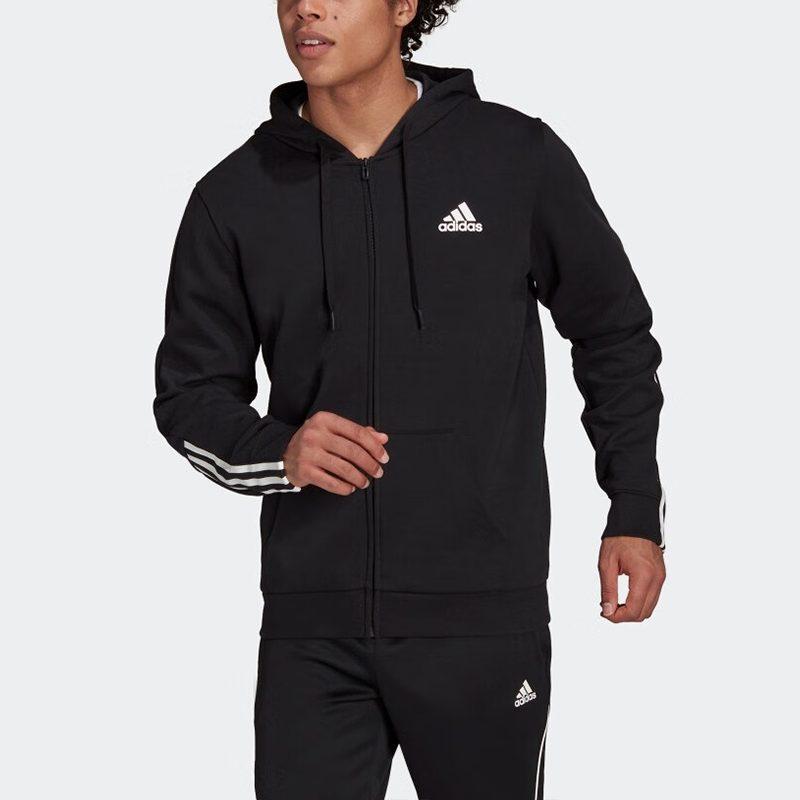Adidas Sweatshirts Men's Black Hooded Moderate Cardigan GS1581
