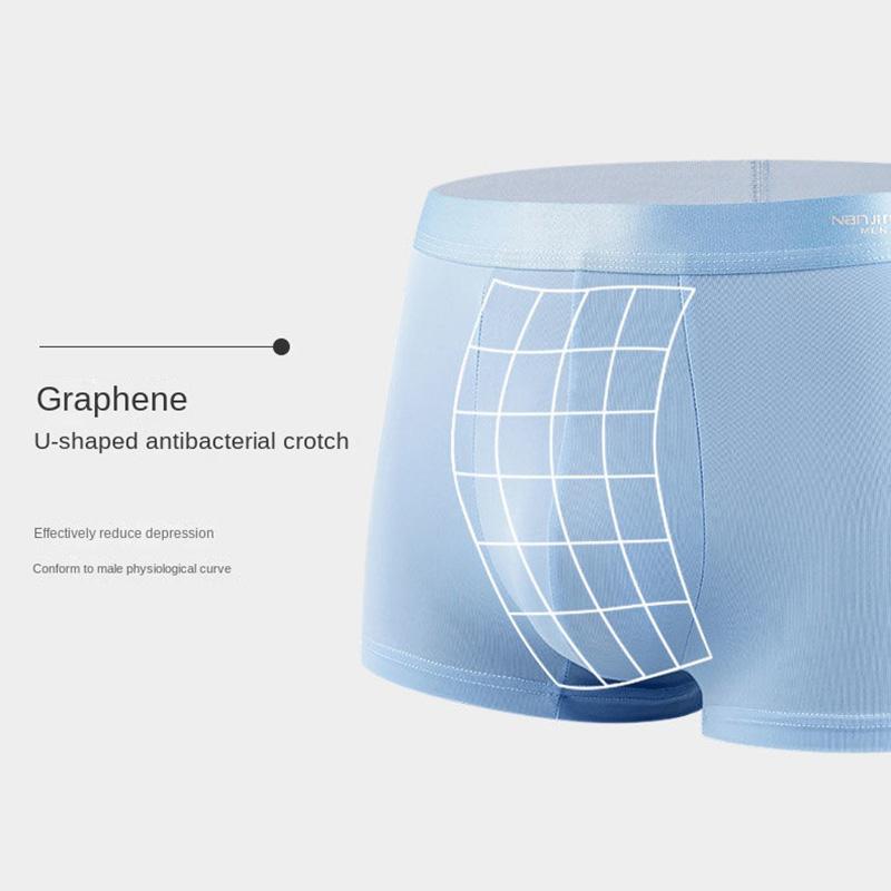 4pcs Boxer Shorts Men's Ice Silk Underwear Cool Underpants Breathable Sexy Thin Panties U Convex Lingerie