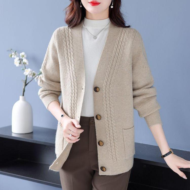 Plus Size Autumn Spring Knitted Cardigan Sweater Top Jacket Outerwear
