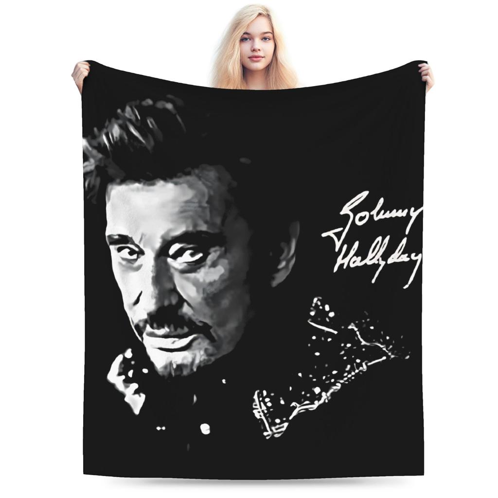 Johnny Hallyday Plüschdecke Mädchen Jungen Flanell Überwurfdecke Für Draußen Warm Weich DIY Qualität Tagesdecke