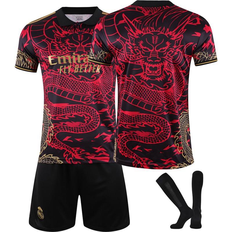 2425 Football Clothing Red Dragon Pattern Commemorative Edition No. 5 Bellingham 7C Ronaldo 9 Mbabpe Jersey Set