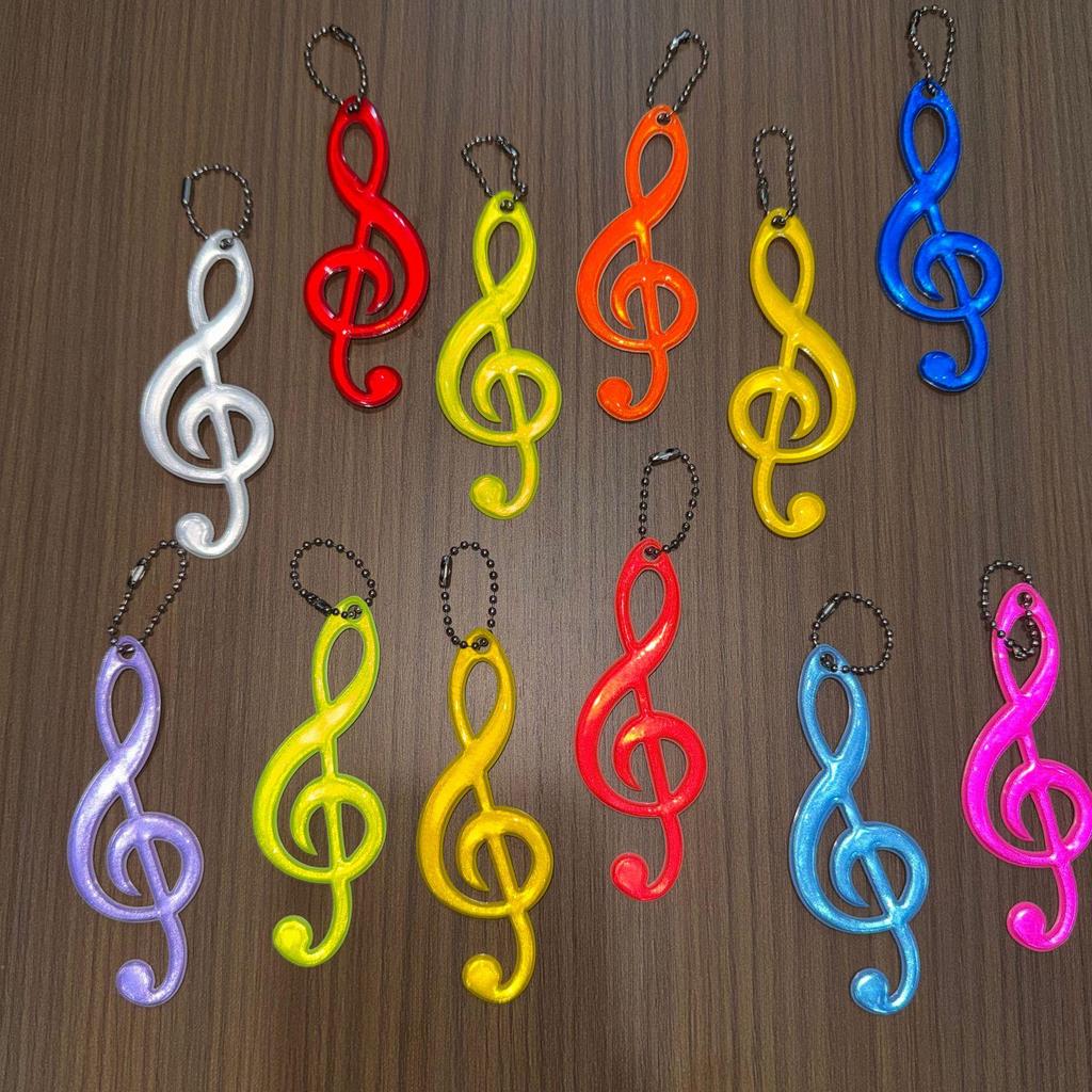 Reflektierender Schlüsselanhänger-Anhänger mit Musiknote - 13-farbiges Sternenbeobachtungs-Accessoire für Taschen und Geschenke