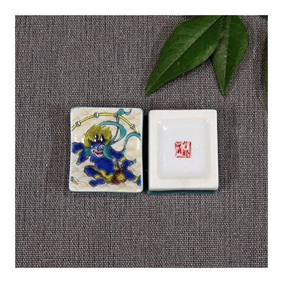 Kutani Ware Chopstick Rests, Set of 2, Raijin Design, Ceramic, Made in Japan, 3.8cm x 3.2cm x 1cm, with Gift Box