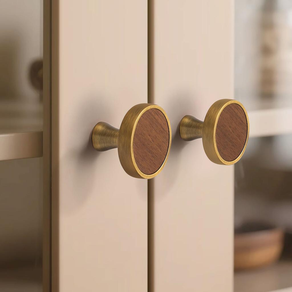 Light Luxury Single-Hole Walnut Cabinet Wardrobe Door Handles Drawer Knobs Shoe Cabinet Wooden Door Pull