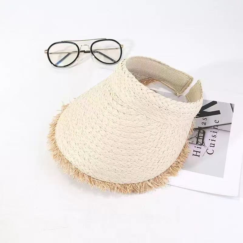 Summer French Big Brim Sun Hat Women's Fashion Ins Seaside Sun Protection Straw Hat Pastoral Pearl Face Small Sun Hat