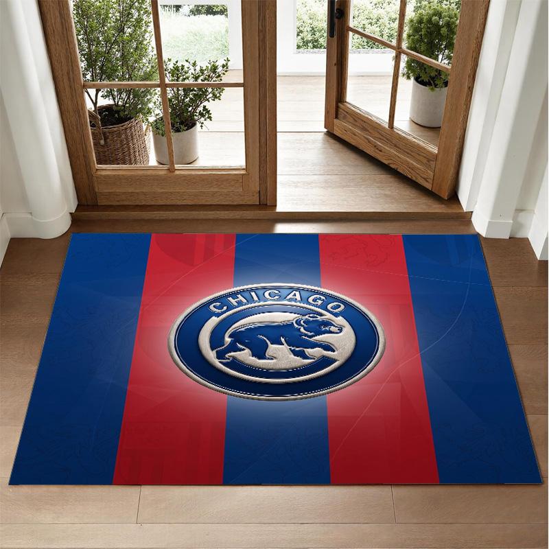 Chicago Cubs Design Crystal Velvet Rug Soft Decorative Mat for Bedroom Entrance