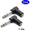 3.5mm 1/8" Stereo Female To 6.35mm 1/4" Male 90° Angle Audio Adapter 2-Pack
