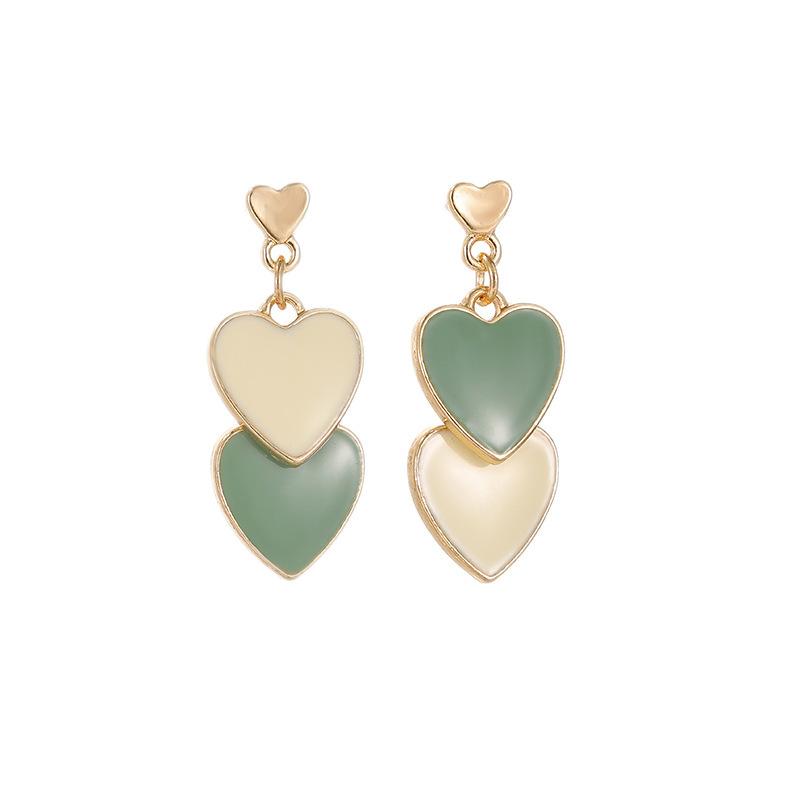 Green peach heart simple earrings new trendy temperament love stud earrings earrings earrings