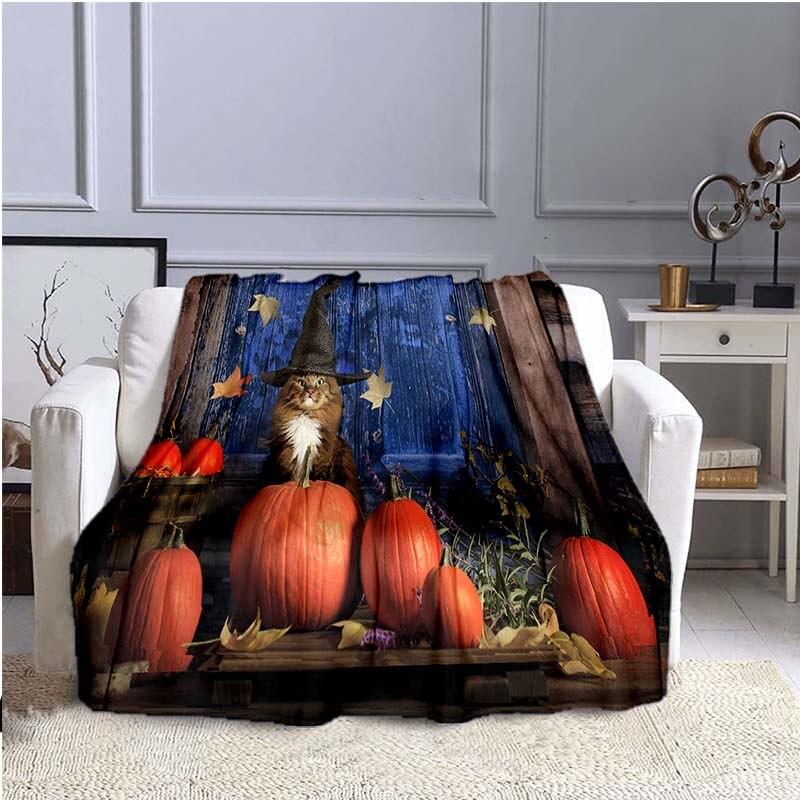 Halloween Horror Pumpkin Huanted House 3D Print Blanket Sofa Bed Blanket Super Soft Warm  Blanket Cover Fleece Throw Blanket