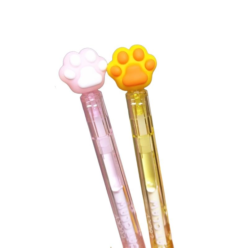 Cute cat paw fine indigo Stylish cat paw cute writing ballpoint easy to write school pen, 0.5mm line, erasable, ink, 2-pack. pen, animal-themed