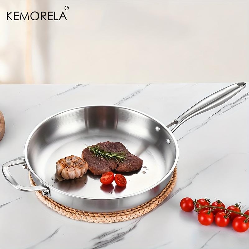 KEMORELA 316 Edelstahl 30cm Wokpfanne Antihaftpfanne mit abnehmbarem Griff - Induktionskompatibel Wok & Kochpfanne