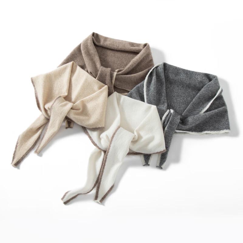 Longzhan Women's Autumn/Winter Color-block Pure Cashmere Triangle Shawl