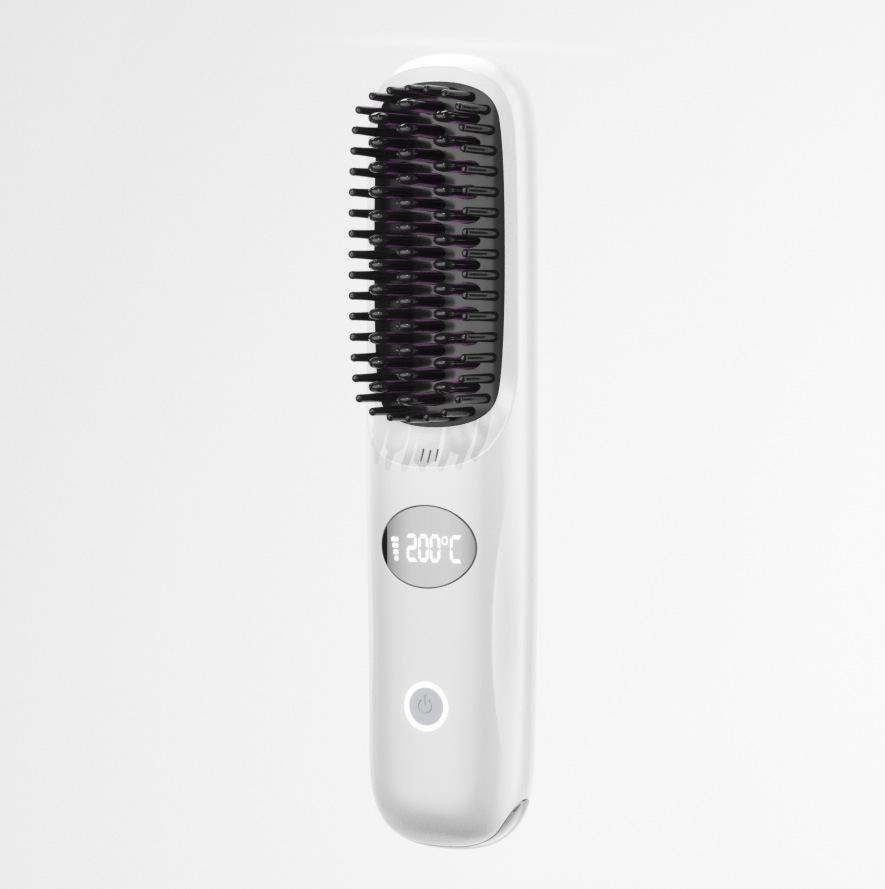 Wireless LCD Straightening Comb: Portable Negative Ion Hair Comb with Electric Charging & No Damage Styling.