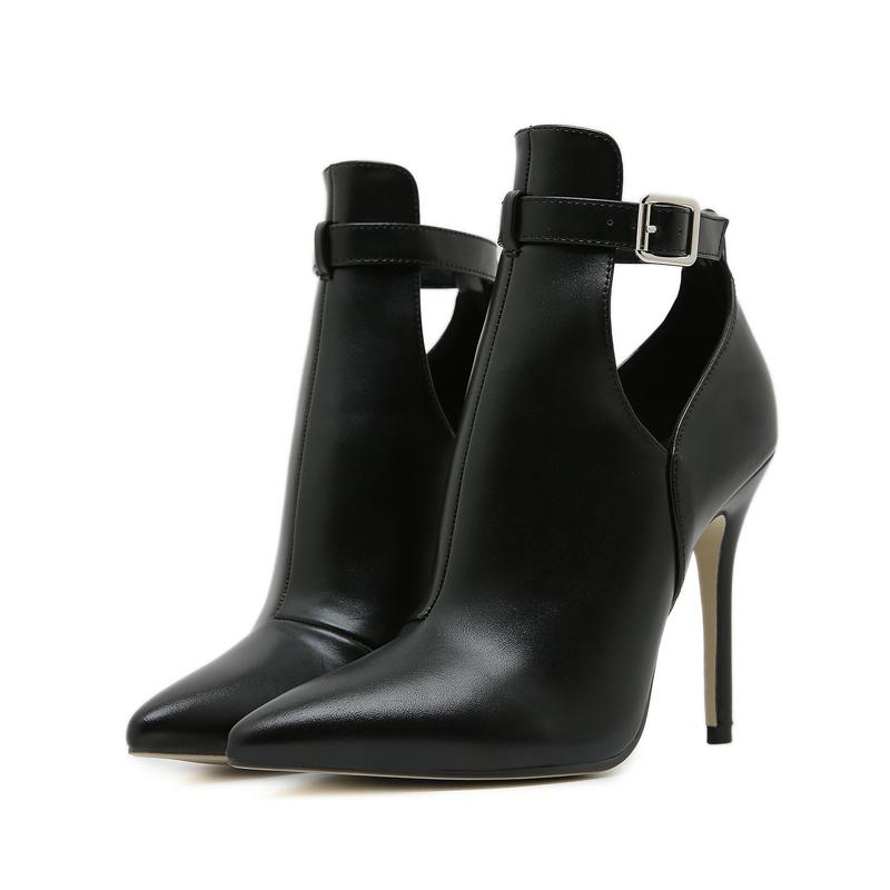 

Сапоги женские остроконечные с полой пряжкой на ремне на высоком каблуке сексуальные короткие сапоги Bottes Femme 42