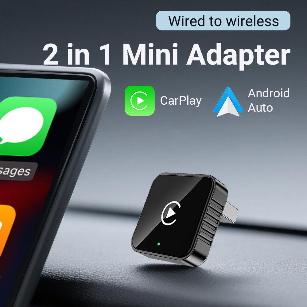 Apple CarPlay Wired-to-Wireless Adapter: Connect Apple & Android via Mini Bluetooth. серый
