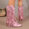 Autumn Fashion Women PU Plus Size Shoes for Women 36-43 Mid-calf Platform Tassel Pointed Toe Boots Casual Daily Footwear