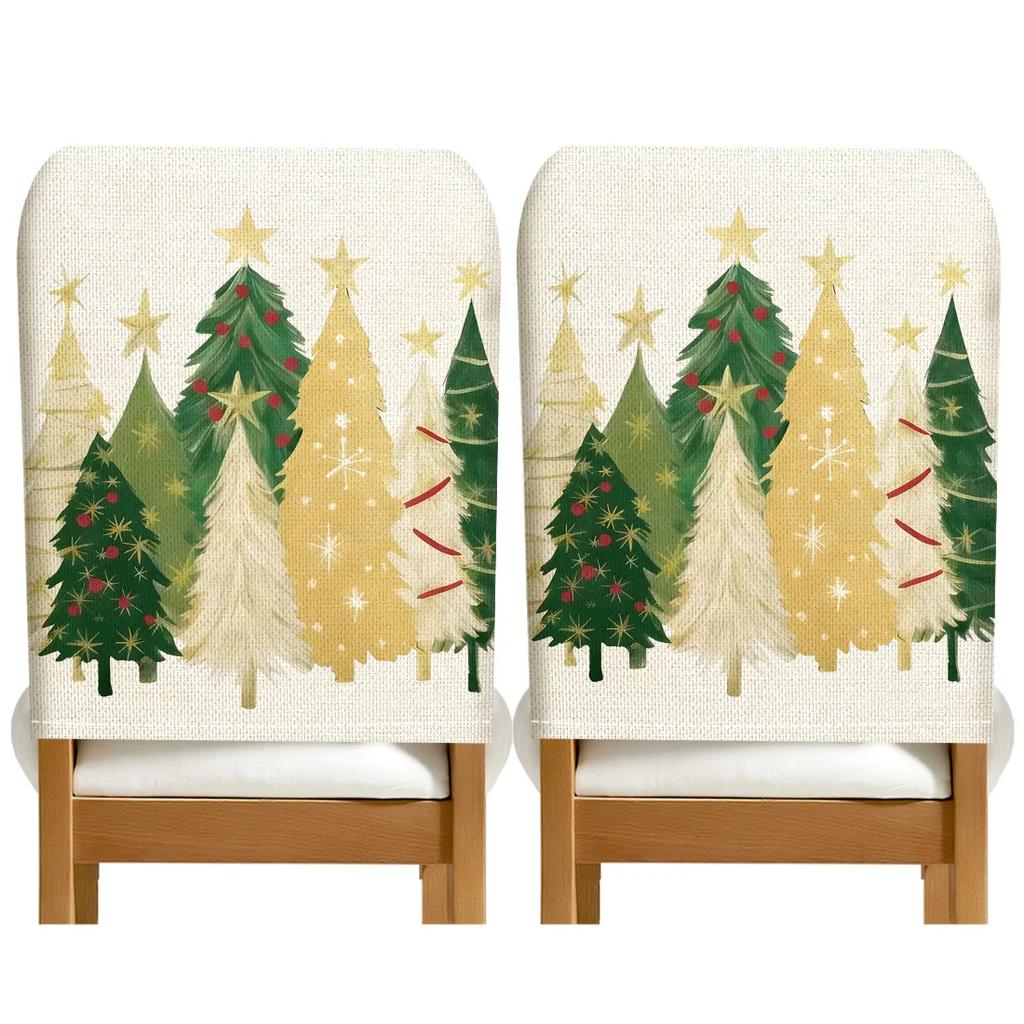 2/4/6pcs/set 45x55cm White Christmas Tree Chair Cover Table Decoration Dining Seat Chair Covers Dining Room Bar Party Banquate